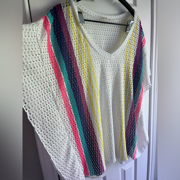 Roxy knitted crochet poncho swim beach coverup size small - Picture 10 of 12